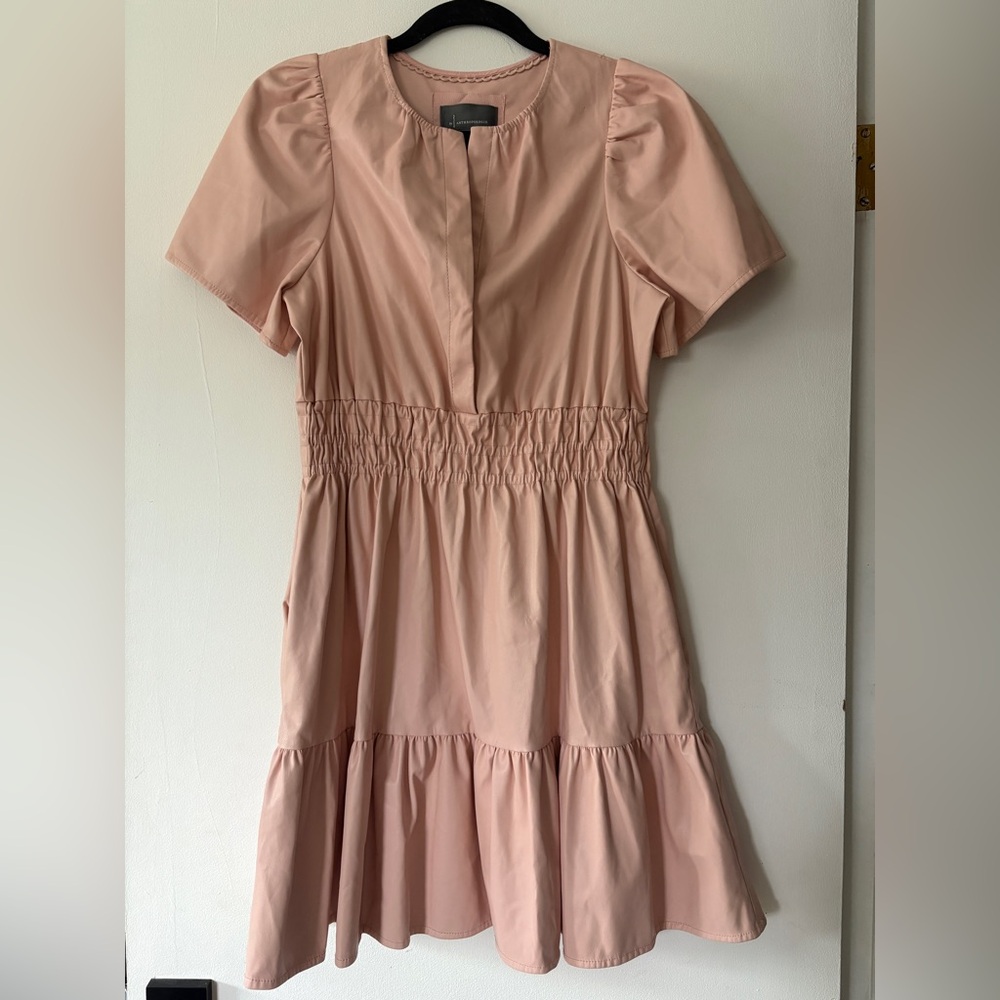 Anthropologie Dress The Somerset Vegan Leather Mini Size Small Pink Fit & Flare - Picture 1 of 11